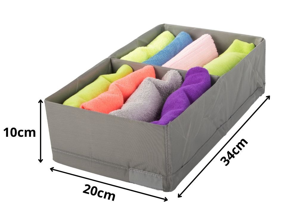 ORGANIZER DO SZUFLADY SZAFY NA BIELIZNE SKARPETKI UBRANIA Z PRZEGRODĄ SZARE